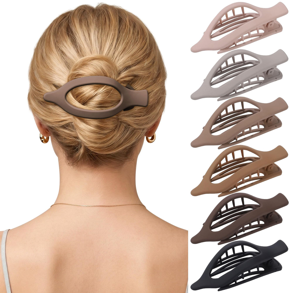 AWAYTR front view of six French Concord clips showing color variety and packaging benefit