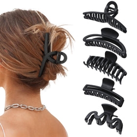 AWAYTR front view of large matte black claw clip showing shape and hold