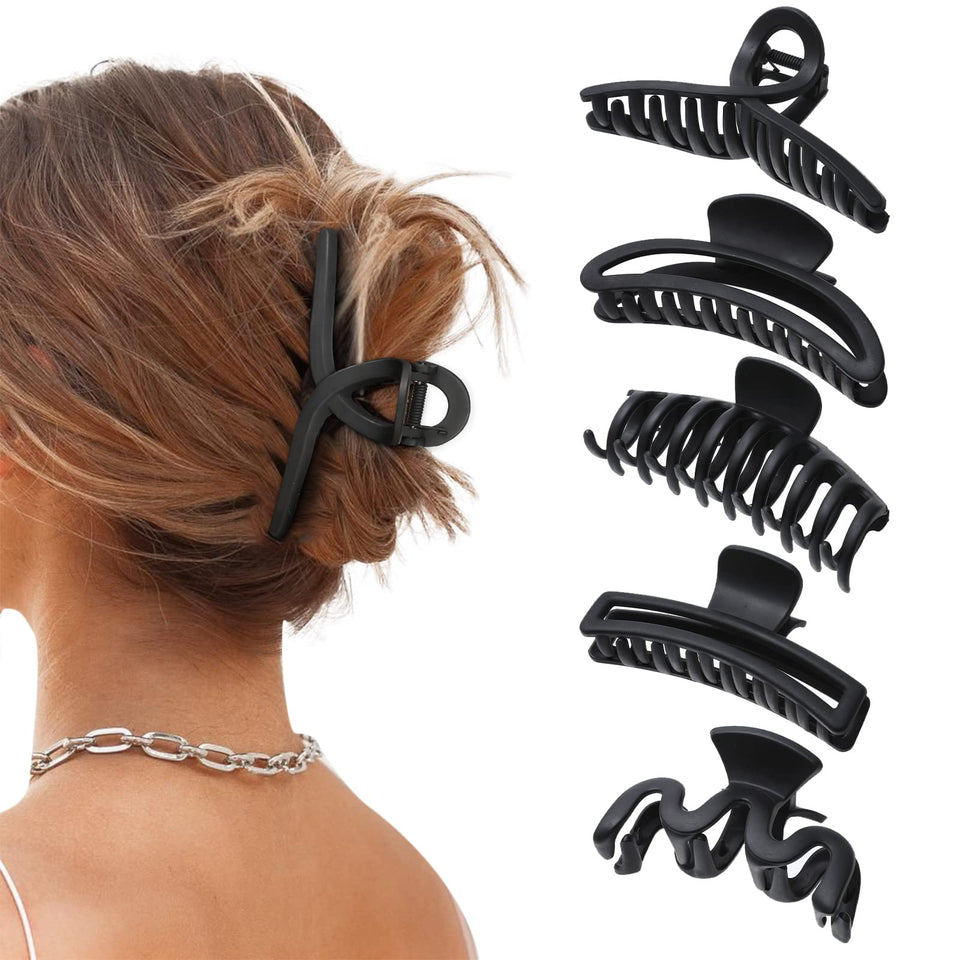 AWAYTR front view of large matte black claw clip showing shape and hold