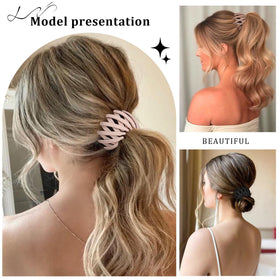 AWAYTR clip securing a ponytail for active comfortable hold