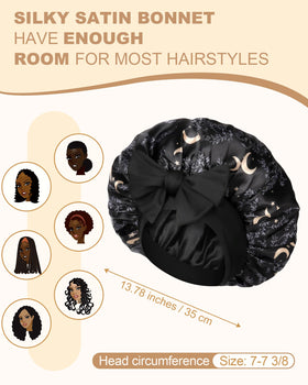 AWAYTR satin bonnet elastic tie detail showing adjustable secure hold