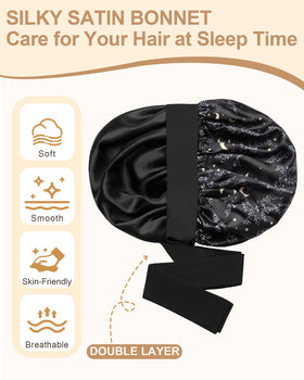 AWAYTR satin bonnet reversed to pattern side offering style versatility