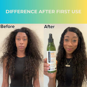 Awesome wig on stand after wash illustrating restored softness and tidy appearance benefit