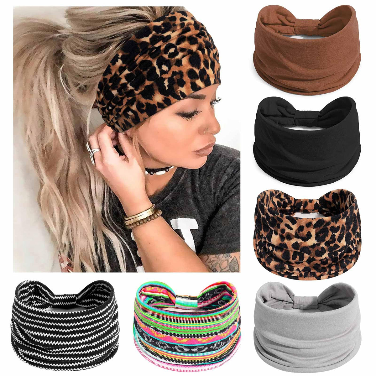 Awumbuk front view leopard headband showing full coverage and style