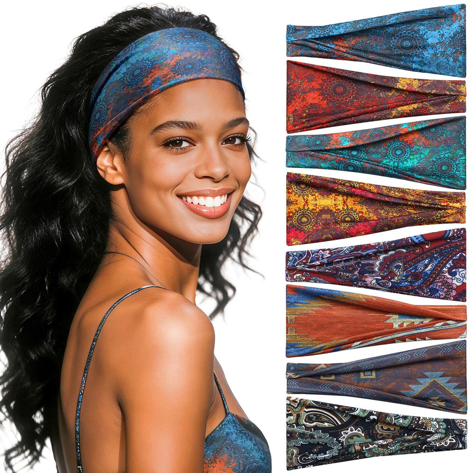 Awumbuk front view of 8-pack headbands showing variety and convenience