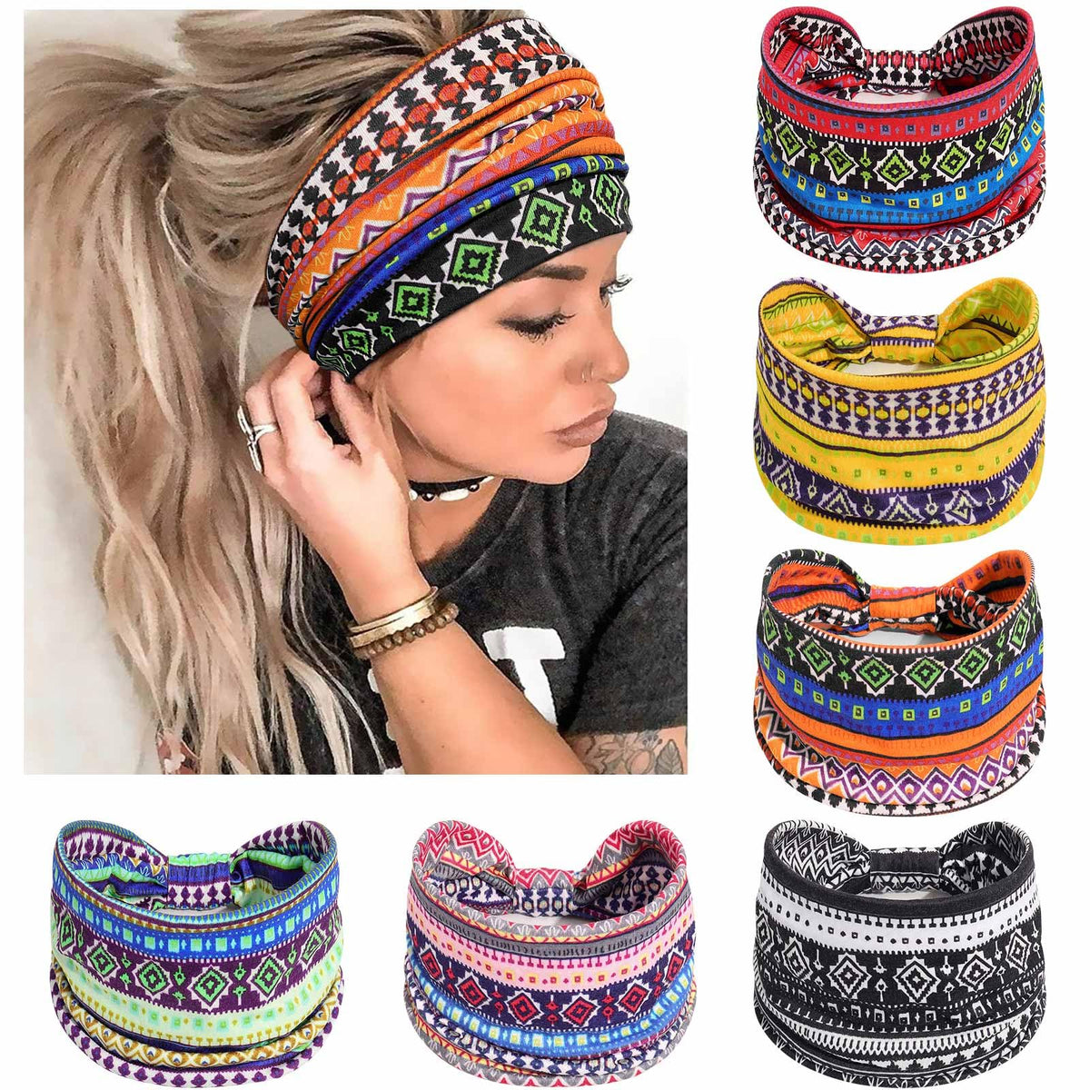 Awumbuk front view of headband showing retro knotted style and secure fit