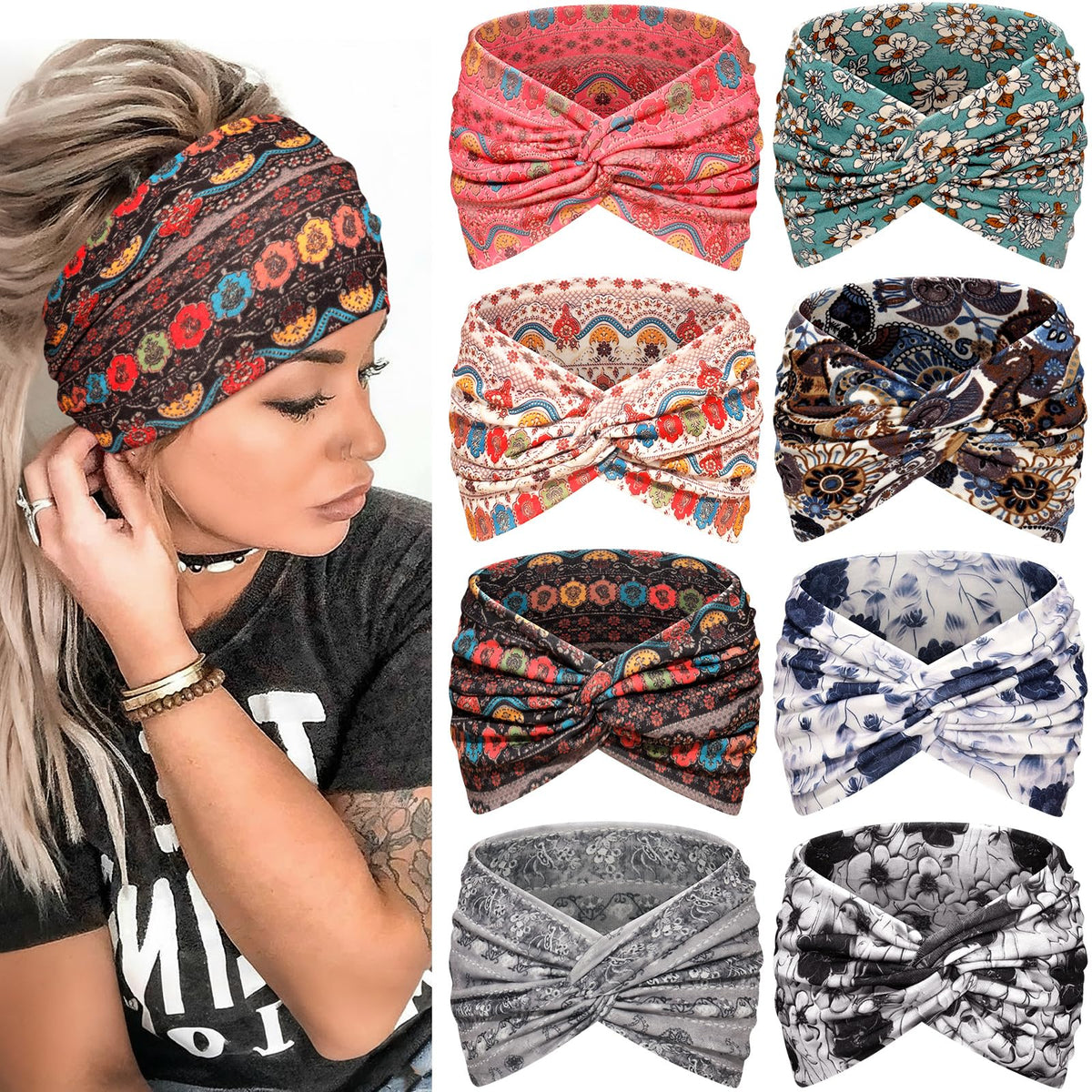 Awumbuk front view of rose pink headband showing stylish boho look and secure fit