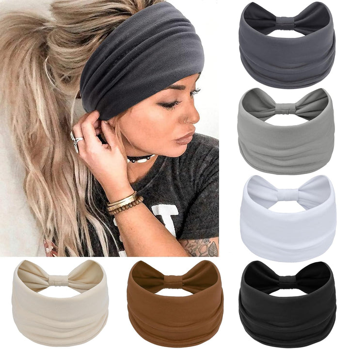 Awumbuk front view wide knotted headband showing full coverage and comfortable fit