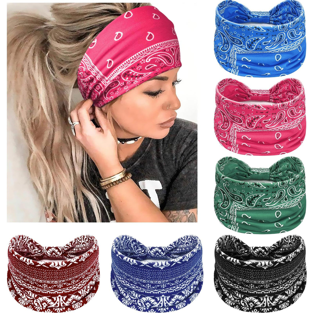 Awumbuk front view rose red headband showing design and fit