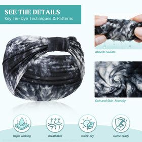 Awumbuk headband worn during yoga demonstrating no-slip hold and sweat control