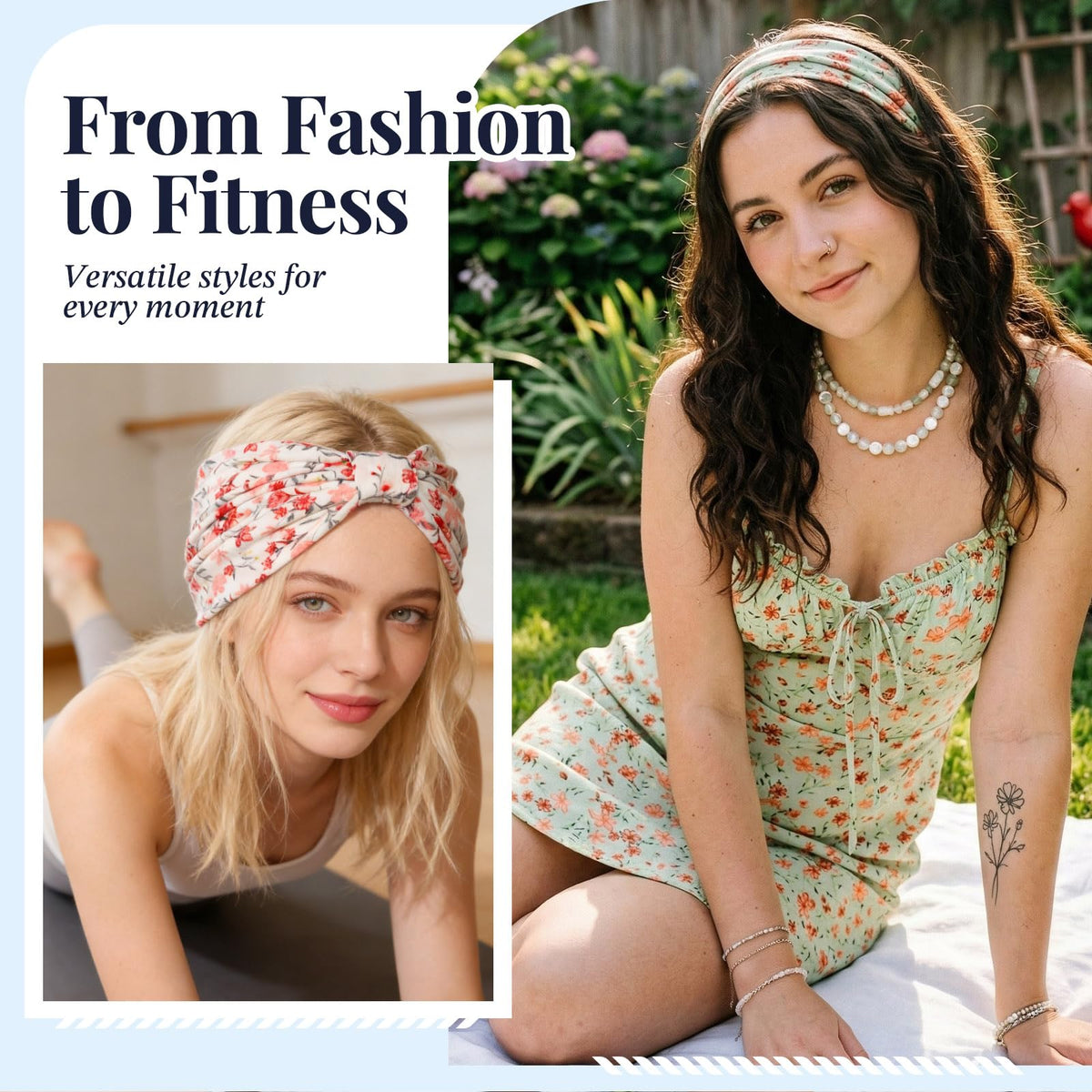 Awumbuk knotted top detail of headband highlighting secure knot and non-slip design for active use