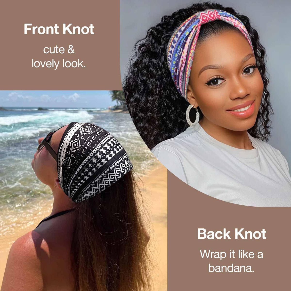 Awumbuk headband held in hand to show true size and comfortable stretch