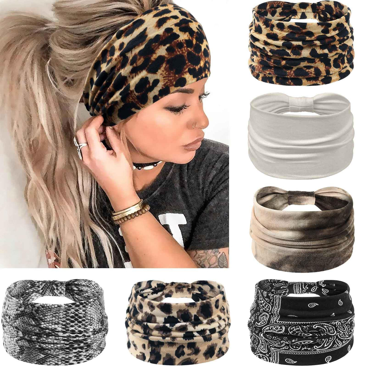 Awumbuk front view of black wide headband showing full coverage and sleek look