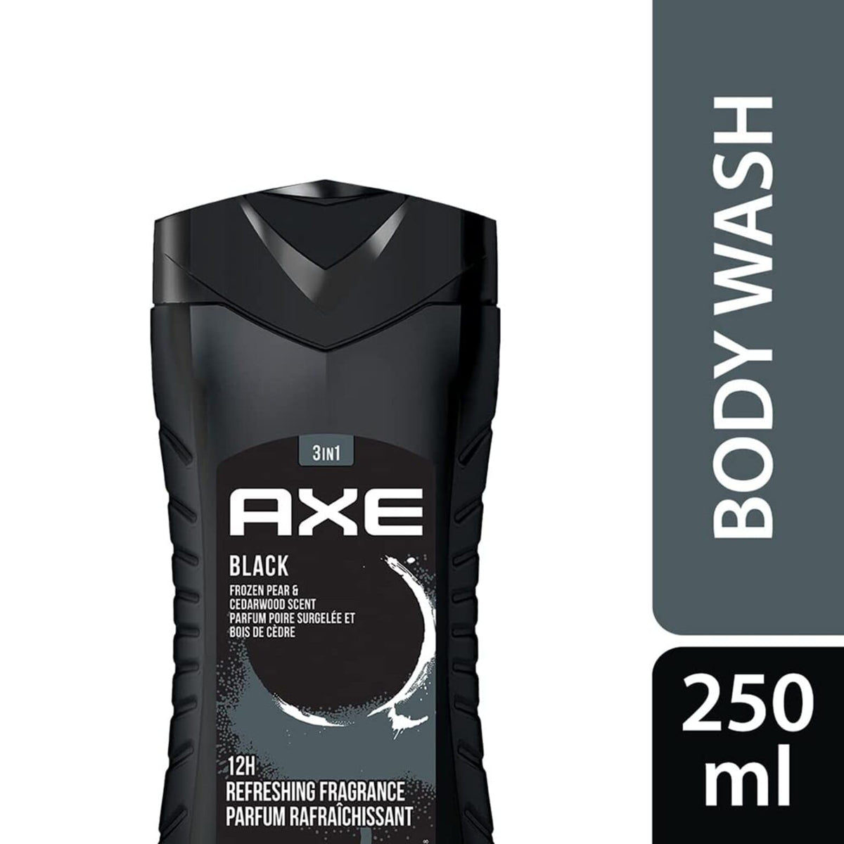 AXE Black back label with ingredient details for informed use