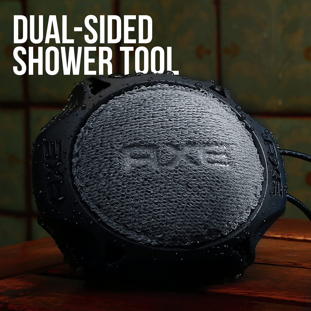AXE exfoliator side textured surface for removing dead skin and debris