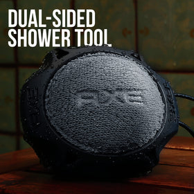 AXE exfoliator side textured surface for removing dead skin and debris