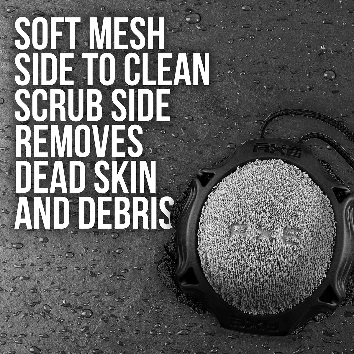 AXE mesh side close-up highlighting foam generation for richer lather