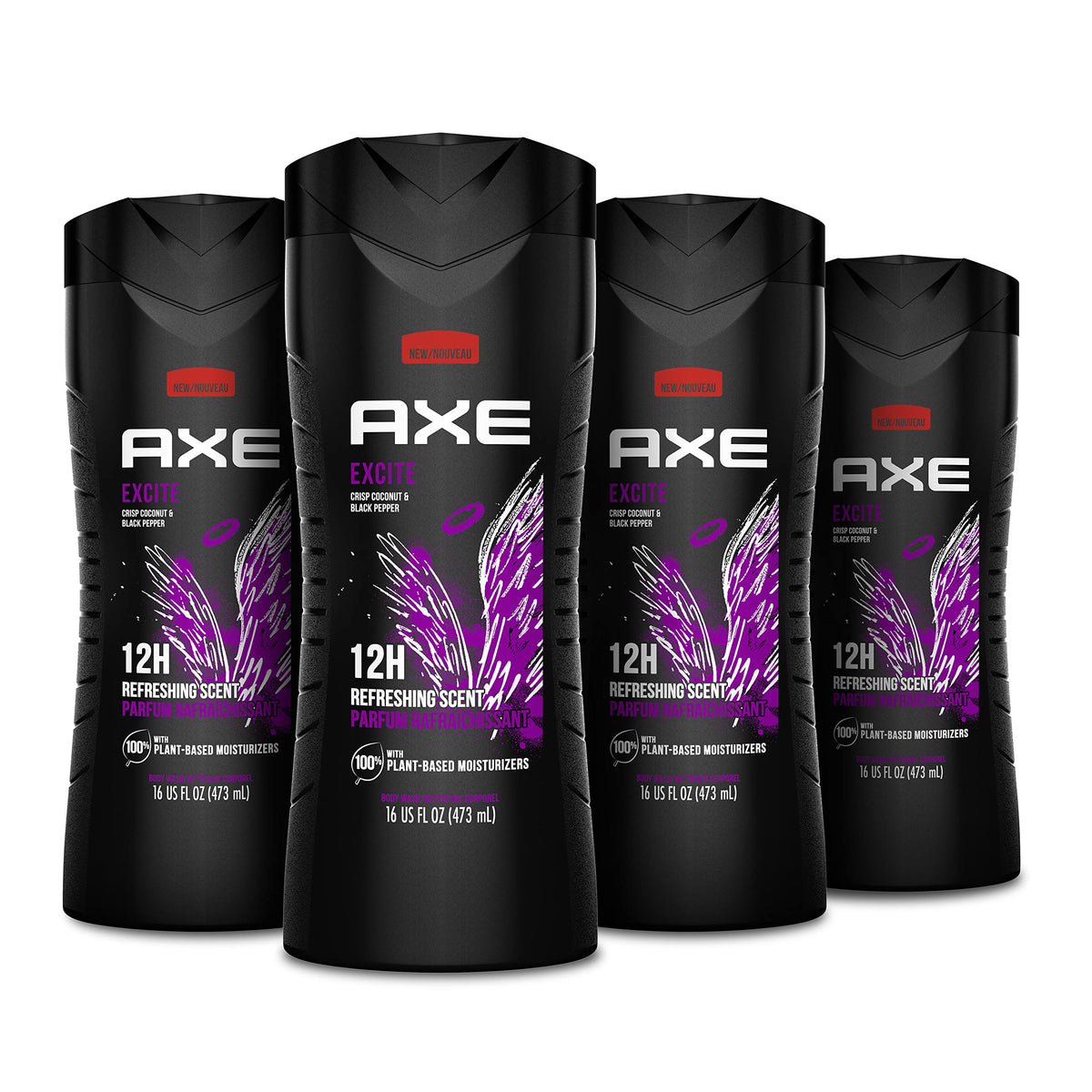 AXE bottle front packaging showing crisp coconut and black pepper scent benefit