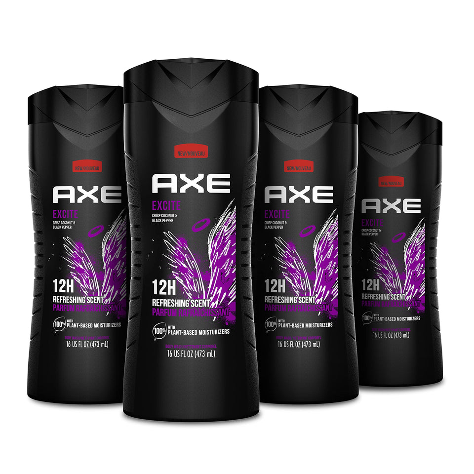 AXE bottle front packaging showing crisp coconut and black pepper scent benefit