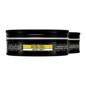 AXE front packaging showing two paste jars and quick identification benefit