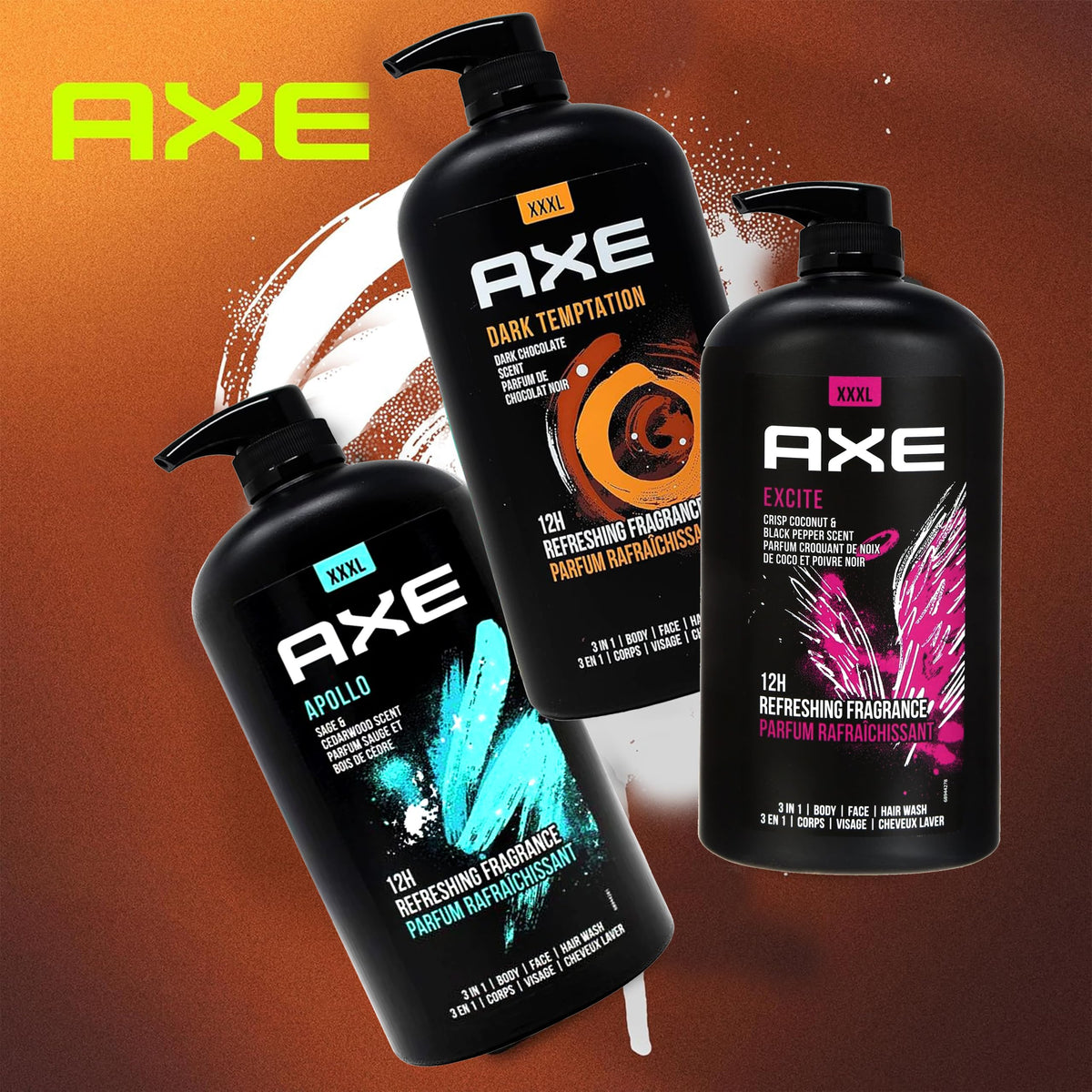 AXE label close-up showing ingredients and scent details for clarity