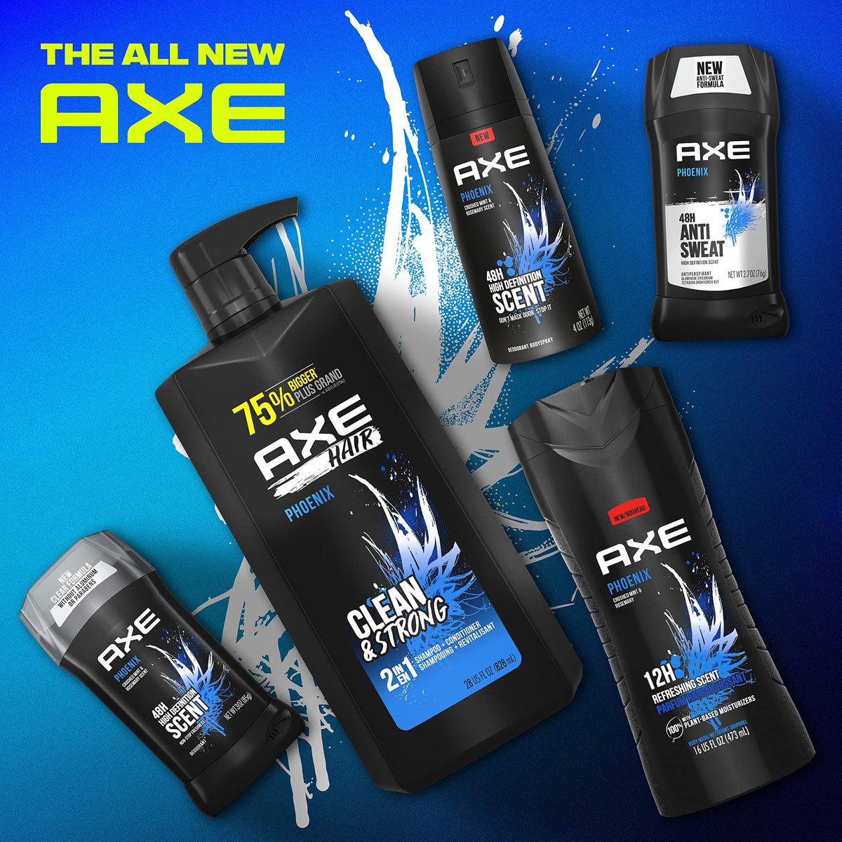 AXE Phoenix back label with ingredients and usage information benefit