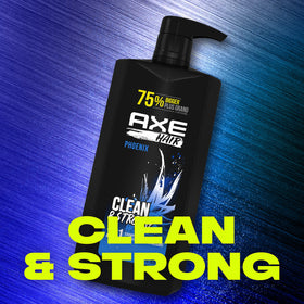 AXE Phoenix bottle highlighting 100% recycled plastic logo benefit