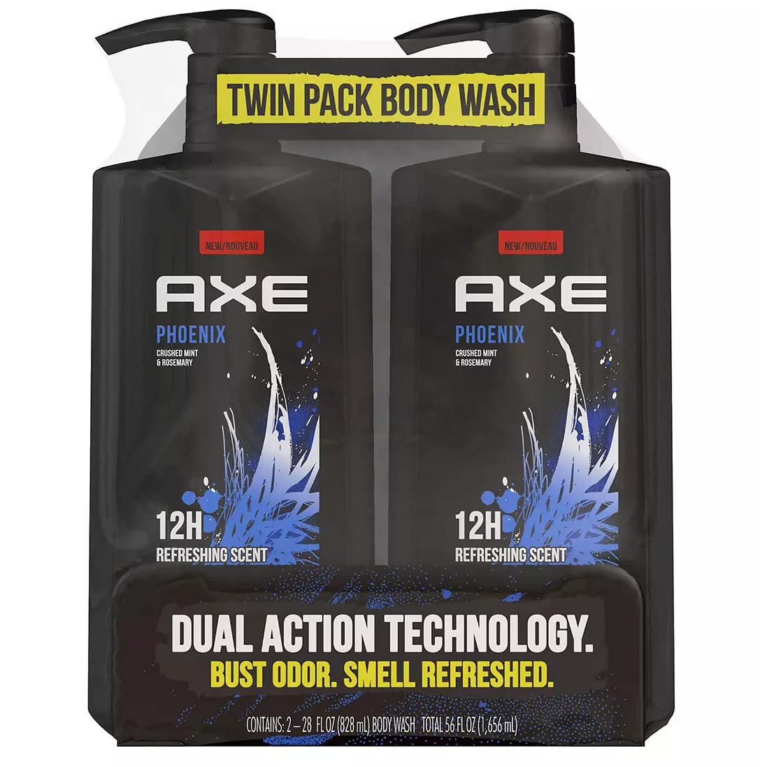 AXE Phoenix front packaging showing two 28 oz pump bottles and bold branding