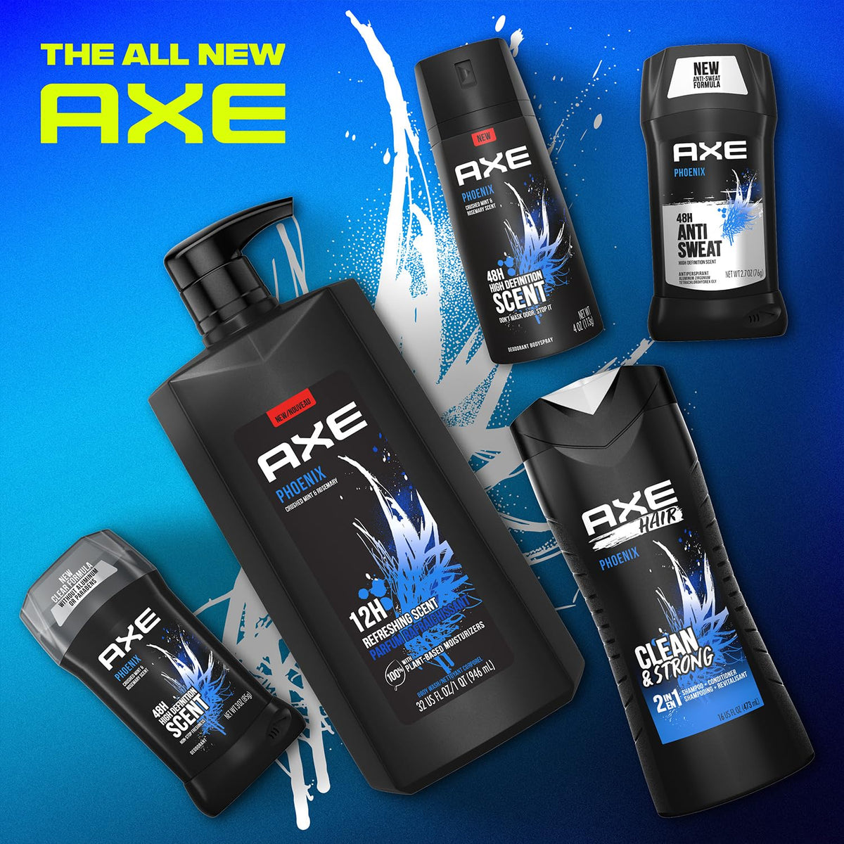 AXE Phoenix bottle with recycled icon showing eco-friendly packaging