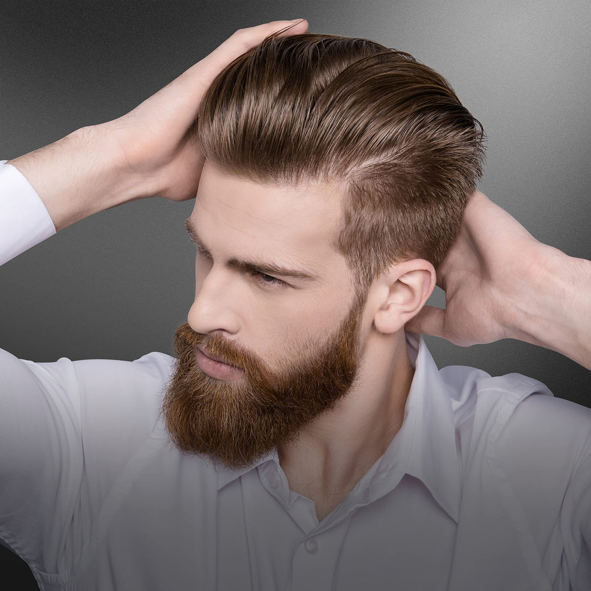 AXE pomade staged with shampoo and towel for streamlined grooming routine