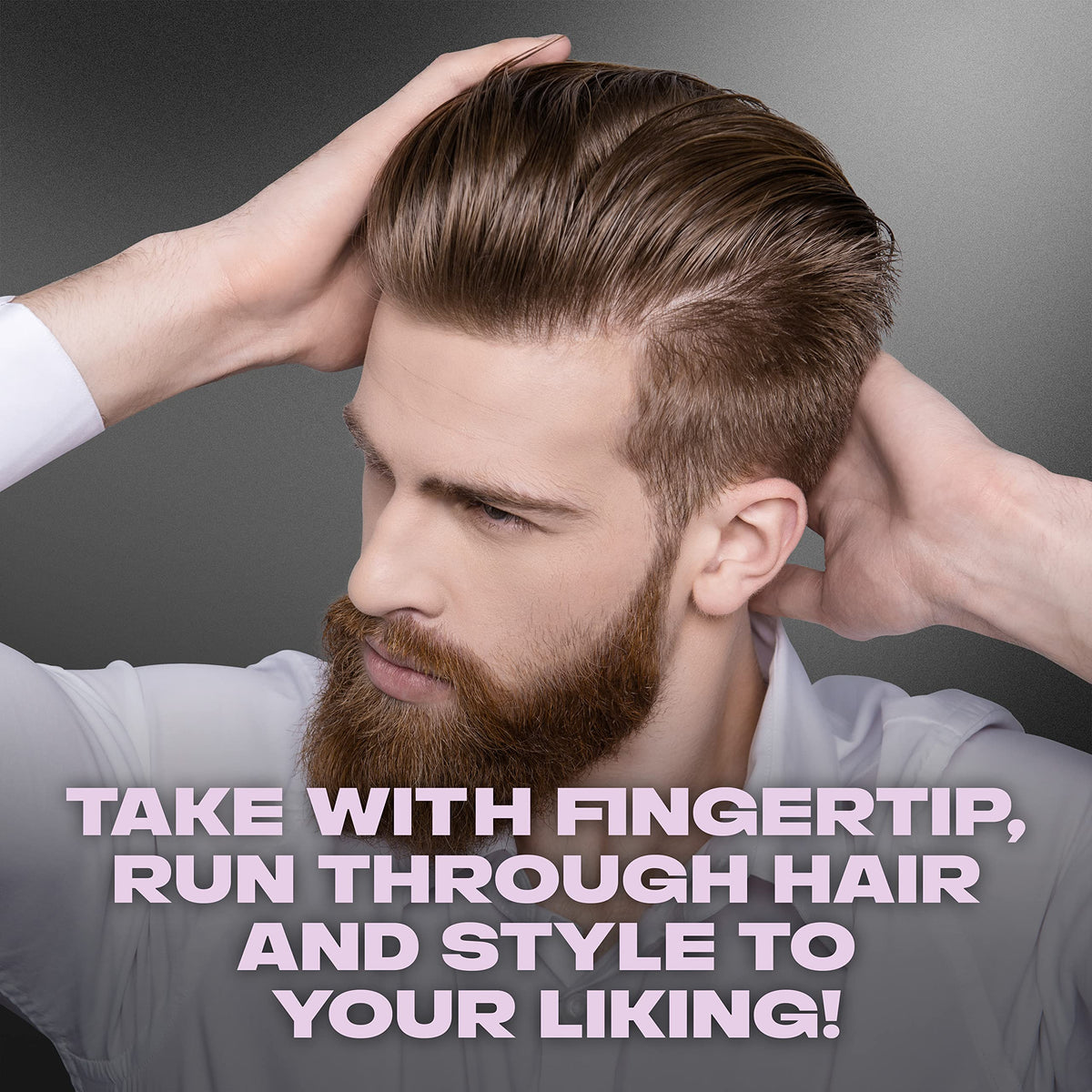 AXE fingertip applying pomade demonstrating small-amount usage benefit