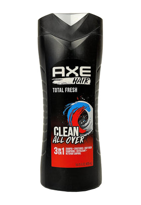 Axé bottle front view showing Total Fresh label and 16 fl oz size for convenience