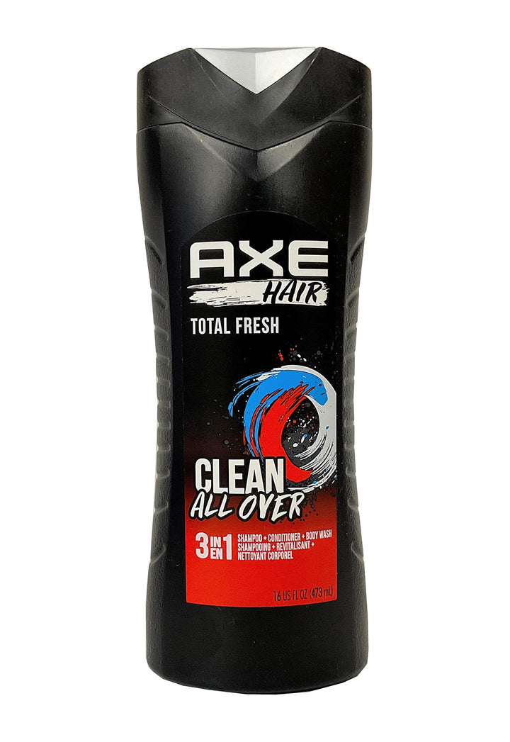 Axé bottle front view showing Total Fresh label and 16 fl oz size for convenience