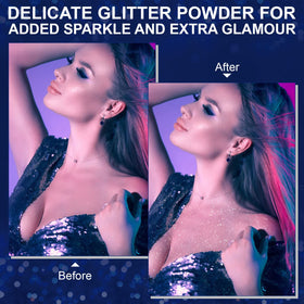 Axnzp glitter texture on skin close-up highlighting luminous finish
