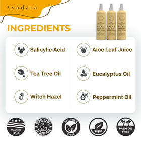 AYADARA bottle next to hand showing compact travel-friendly size