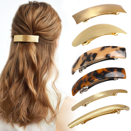 Ayesha gold and tortoise clips front view showing polished finish and secure hold