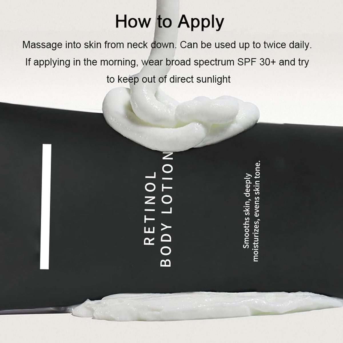 Ayland Retinol Body Lotion being applied to an arm demonstrating targeted smoothing benefit