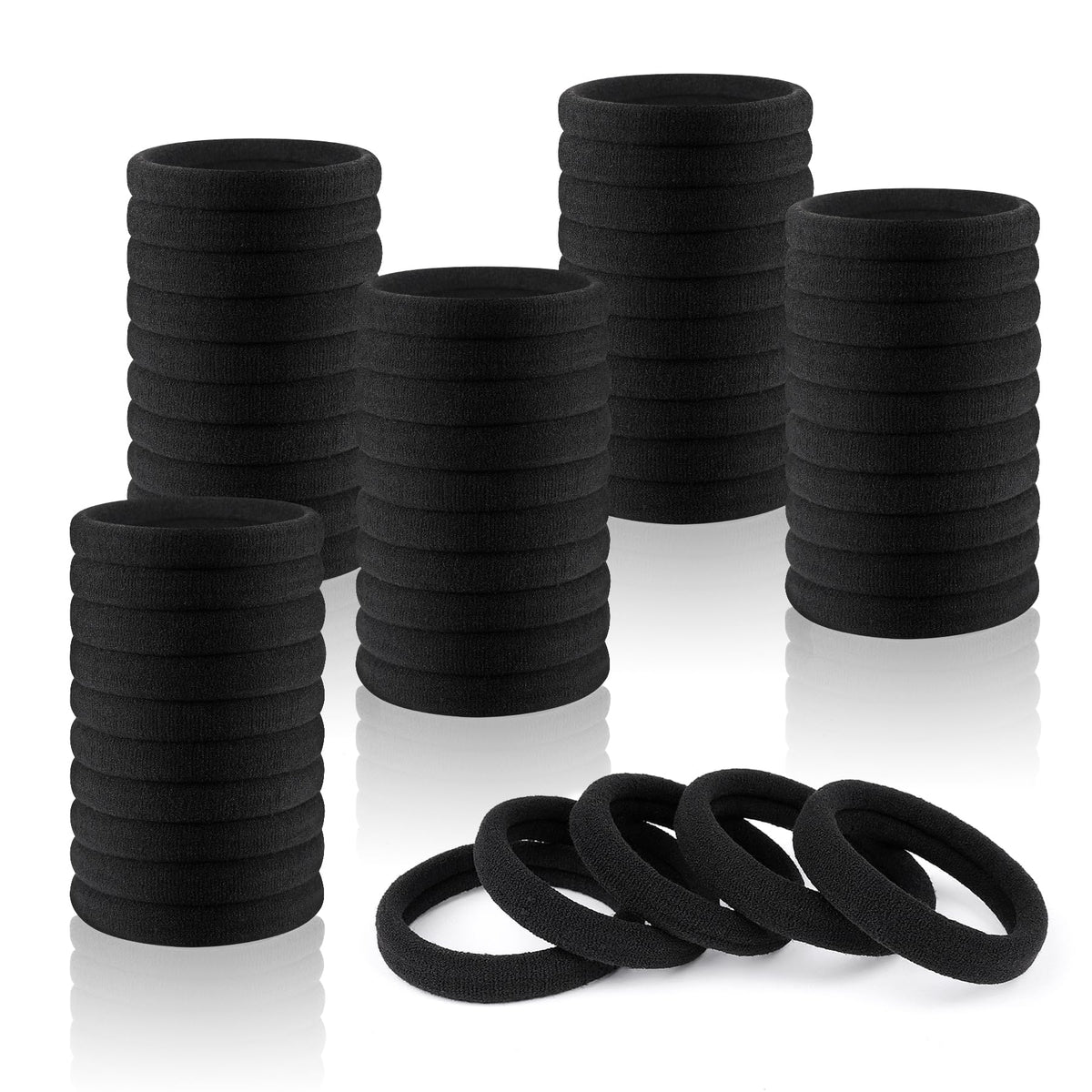 Ayogost front packaging showing 180 black hair ties and bulk value