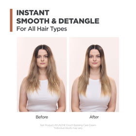 AYUNCHE applying cream to midlengths and ends to reduce frizz and tangles