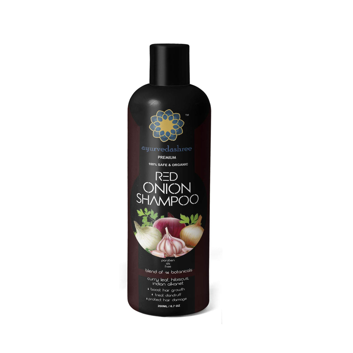 AYURVEDASHREE front packaging showing 200ml bottle and clear benefits