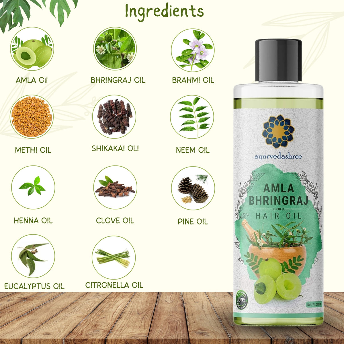 AYURVEDASHREE Amla and Bhringraj herbs displayed for nourishment