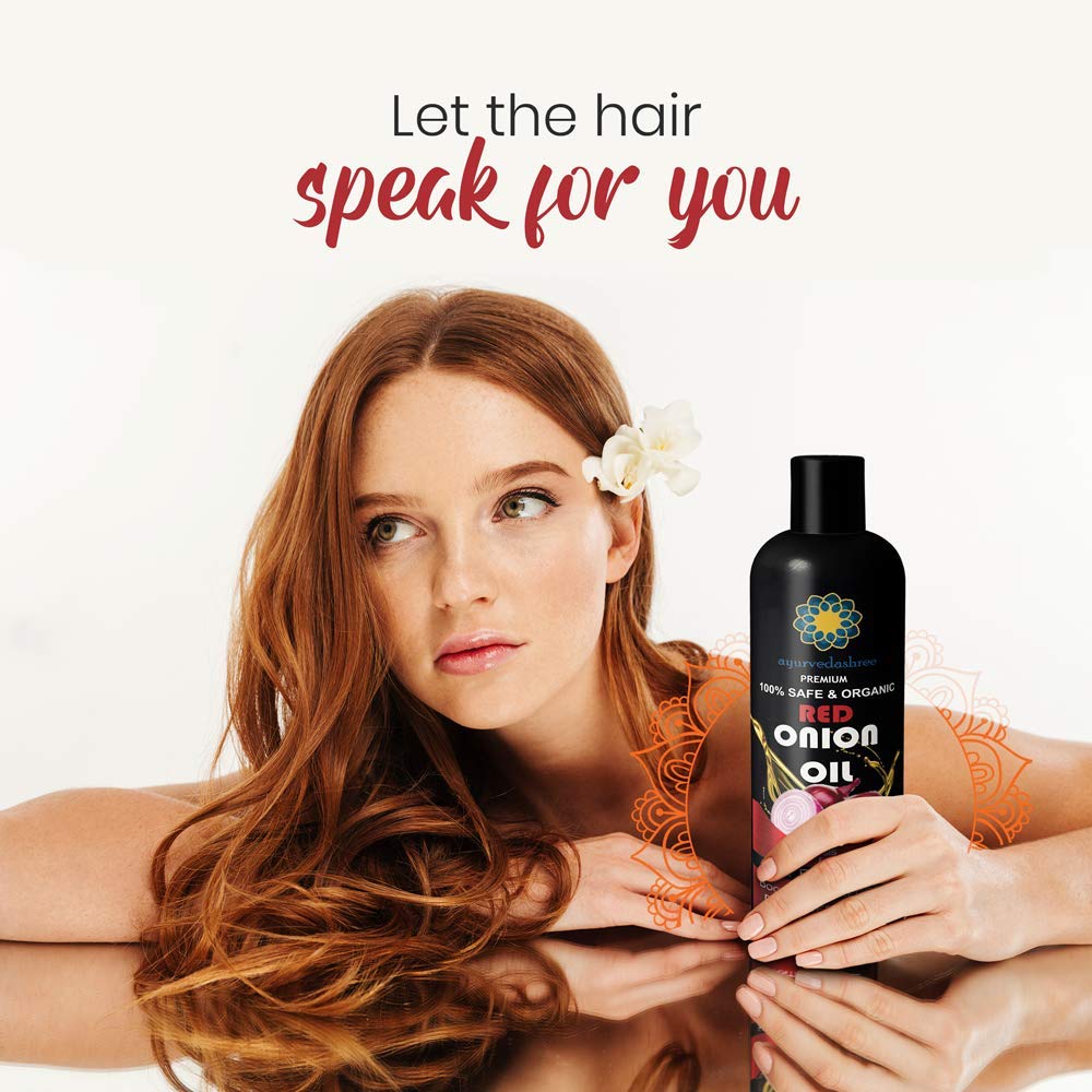 AYURVEDASHREE lifestyle shot on hair model demonstrating glossy, manageable hair