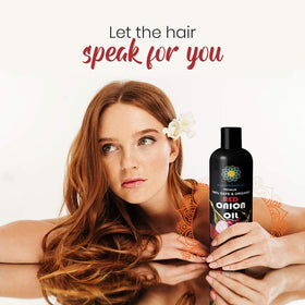AYURVEDASHREE lifestyle shot on hair model demonstrating glossy, manageable hair