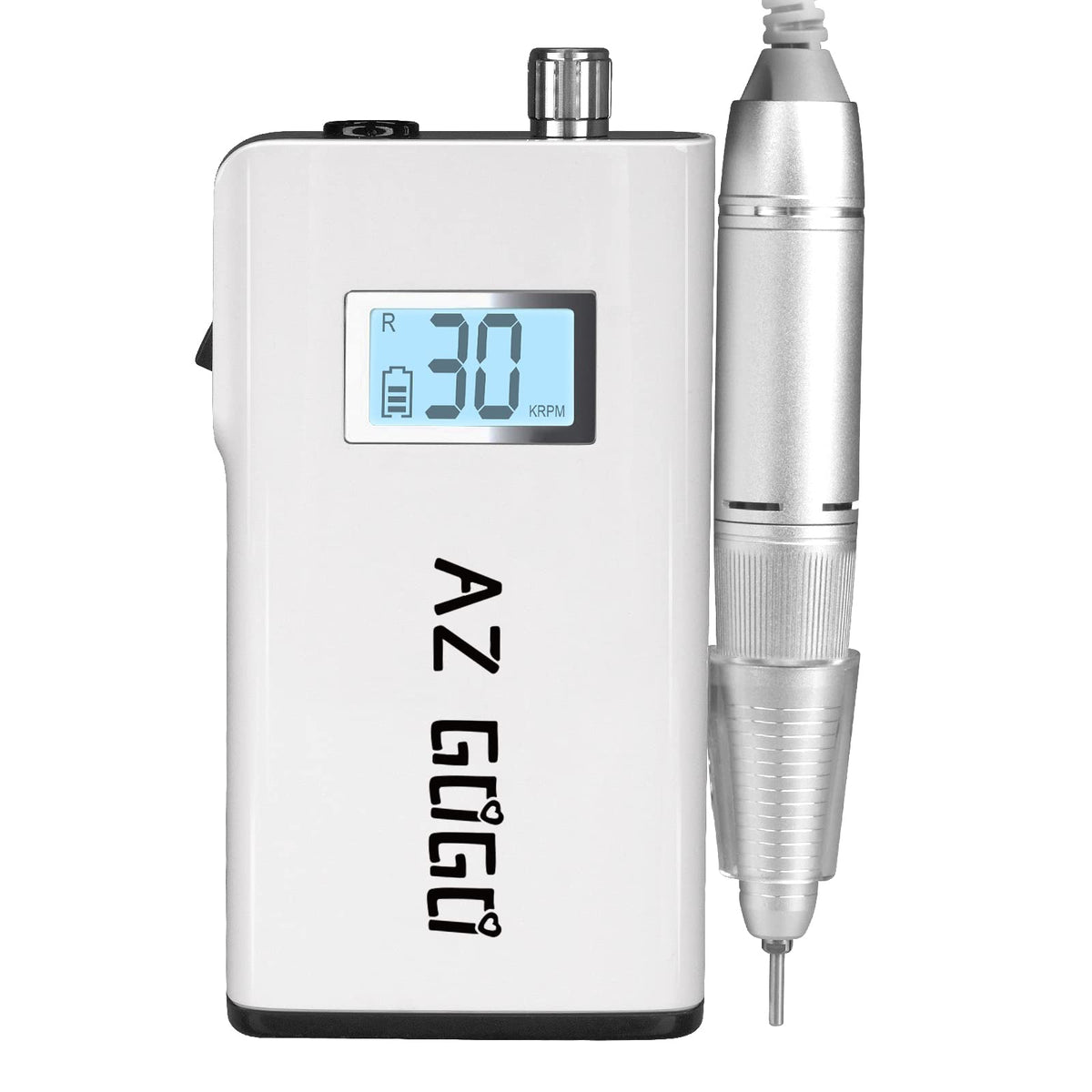 AZ GOGO handpiece in use during manicure illustrating portability and professional finish