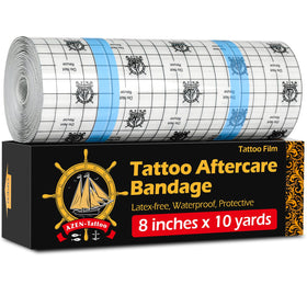 AZEN front packaging showing roll and size, protects tattoos effectively