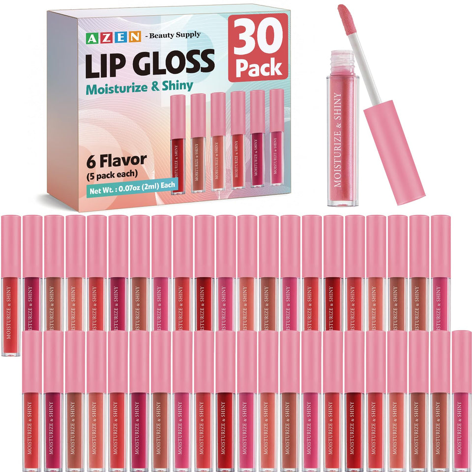 AZEN front packaging showing 30 glosses and vibrant assortment benefits