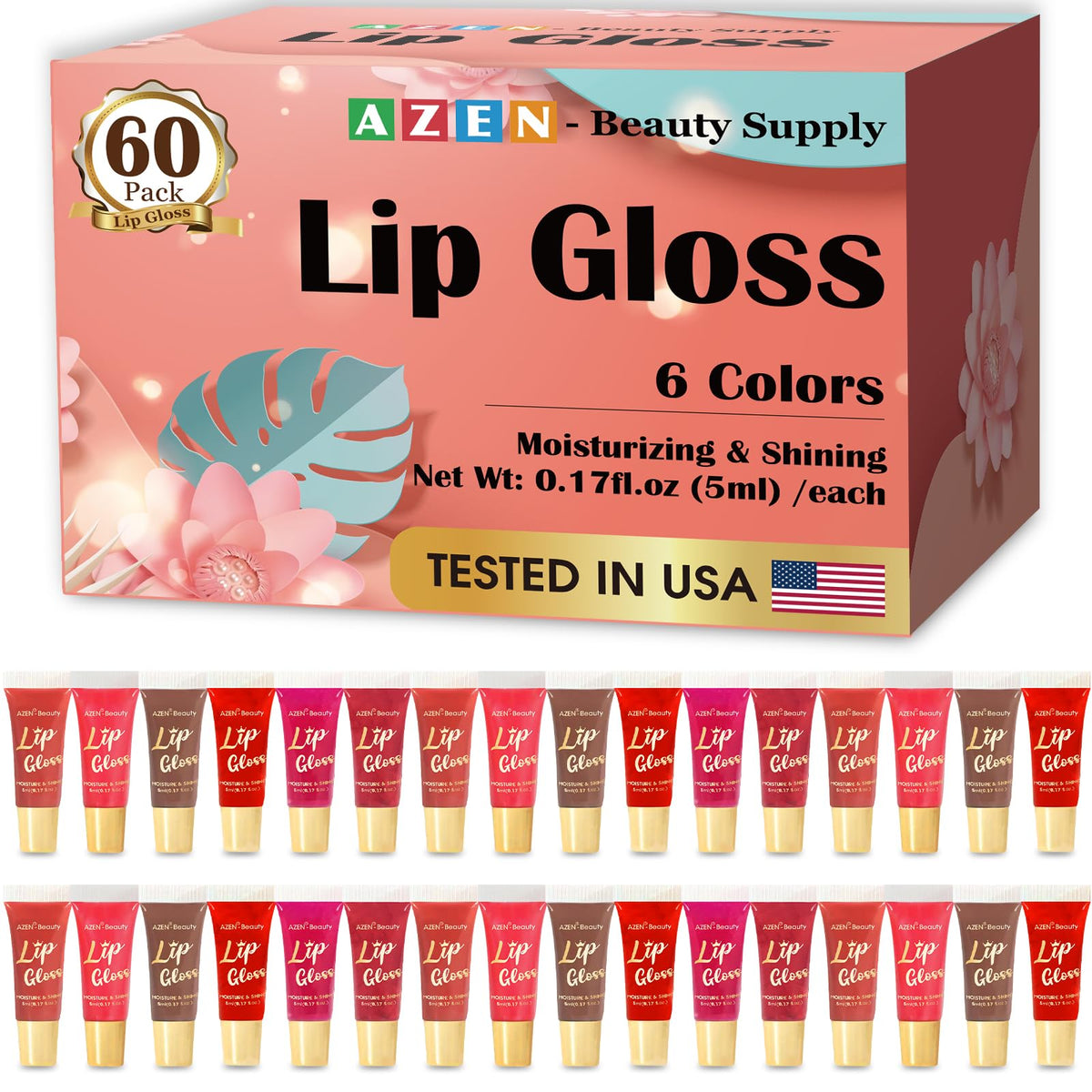 AZEN 60-pack front display showing full assortment and packaging benefit variety