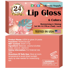 AZEN open tube lip gloss showing glossy formula for soft lips