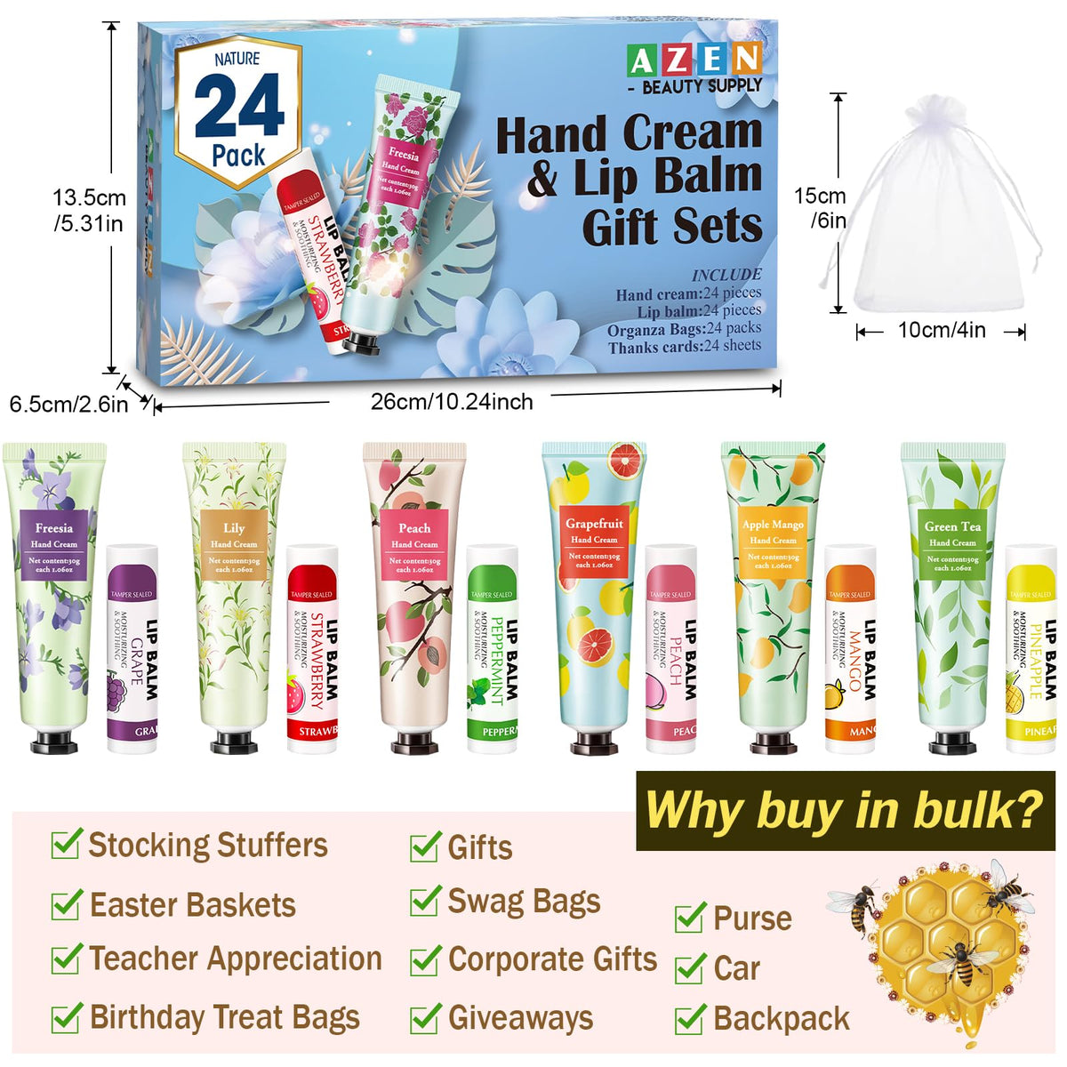 AZEN product next to a hand for scale showing compact, travel-friendly benefit