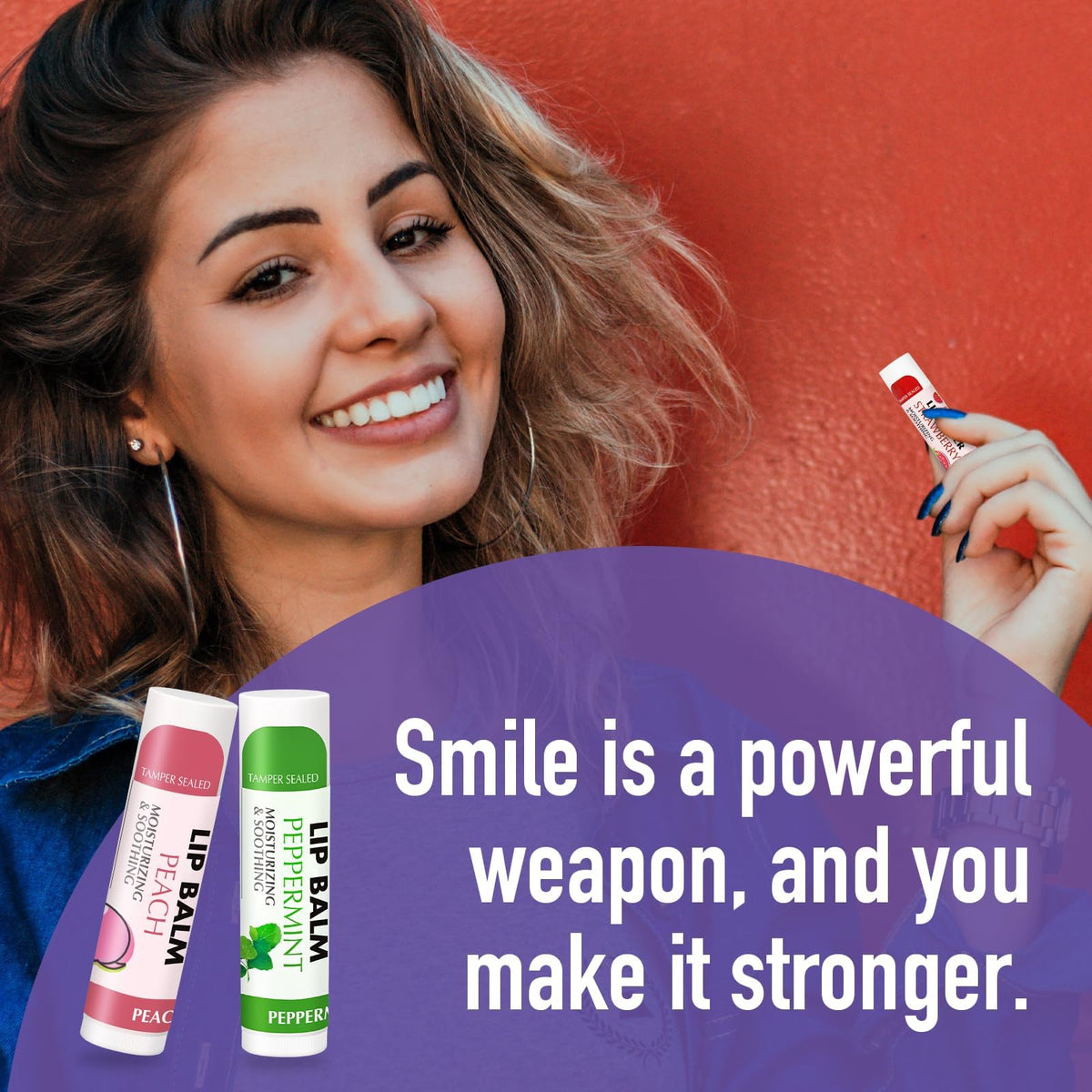 AZEN strawberry application on lips demonstrating smooth wear and flavored comfort benefit